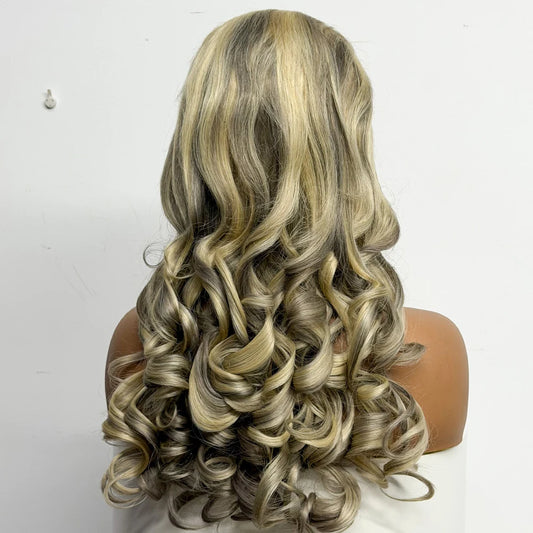 The Ombre Olympus — 13x4 Lace Frontal Wavy Wig (Blonde #613 & Gray, Density 250%)