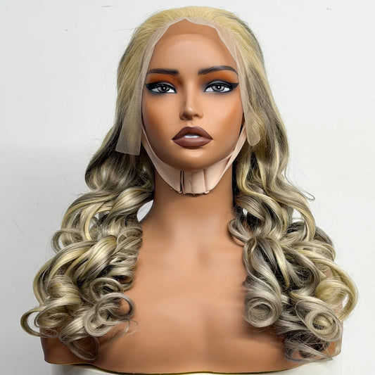 The Ombre Olympus — 13x4 Lace Frontal Wavy Wig (Blonde #613 & Gray, Density 250%)